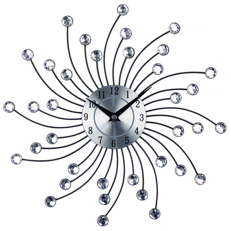 Luz de moda de estilo europeo de lujo de cristal creativo Reloj de pared simple sala de estar reloj Hogar personalizado reloj electrónico Reloj de pared colgante