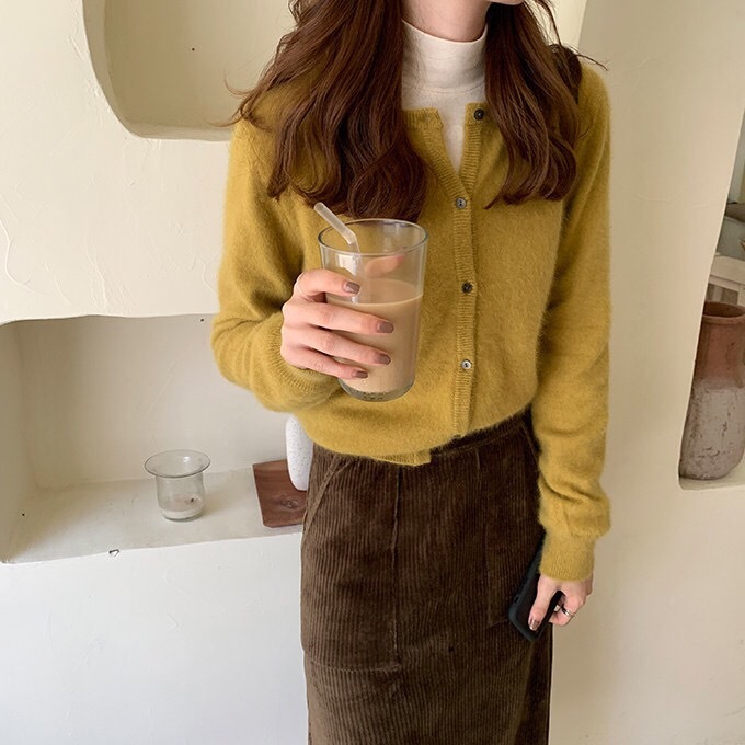 浣熊毛春秋新款圆领紫色短款针织小款开衫宽松外穿毛衣外套女|undefined