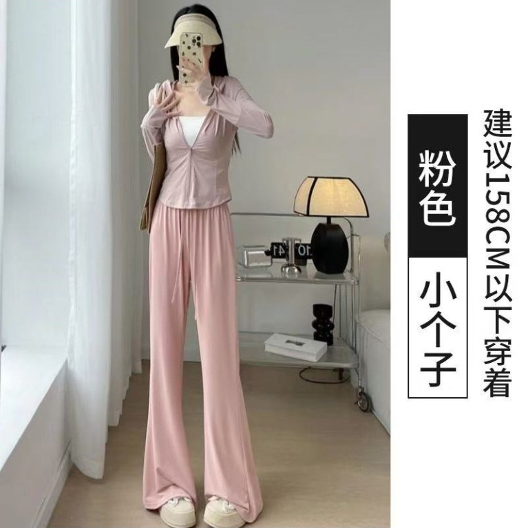 Nylon Summer Ice-Feel 2025 Lightweight Flared Pants New High-Waisted Casual Slimming Cool Mosquito-Proof Sun Protection Pants