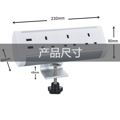 American-style desktop power outlet, multi-functional: 3 EU plugs + 2 USB charging ports—table-mounted, no drilling required