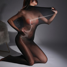 5D超薄马油睡袋丝袜无缝连体衣油亮丝滑性感紧身透明大码男女通用