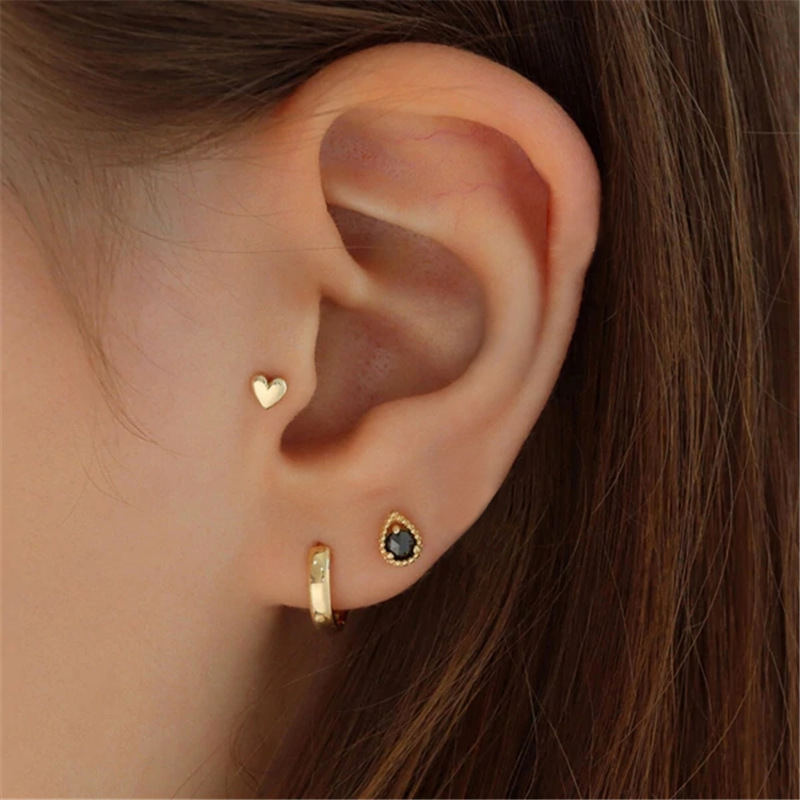 INS Style Geometric Sterling Silver Plating Zircon Earrings 1 Pair