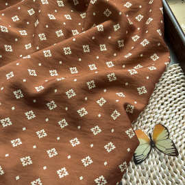 焦糖花钿 新中式国风锦棉面料旗袍连衣裙上衣汉服手工diy印花面料