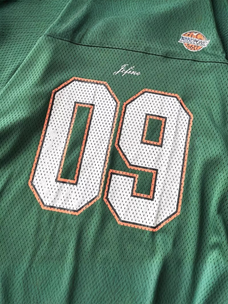 Unisex vintage mesh V-neck football jersey T-shirt detail 4