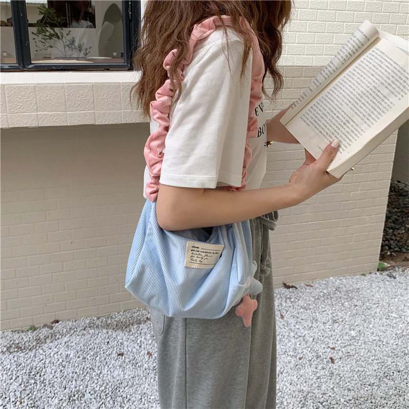19212 corduroy retro underarm bag, sweet and youthful girl's single-shoulder bag with contrasting colors, cute student square bag undefined