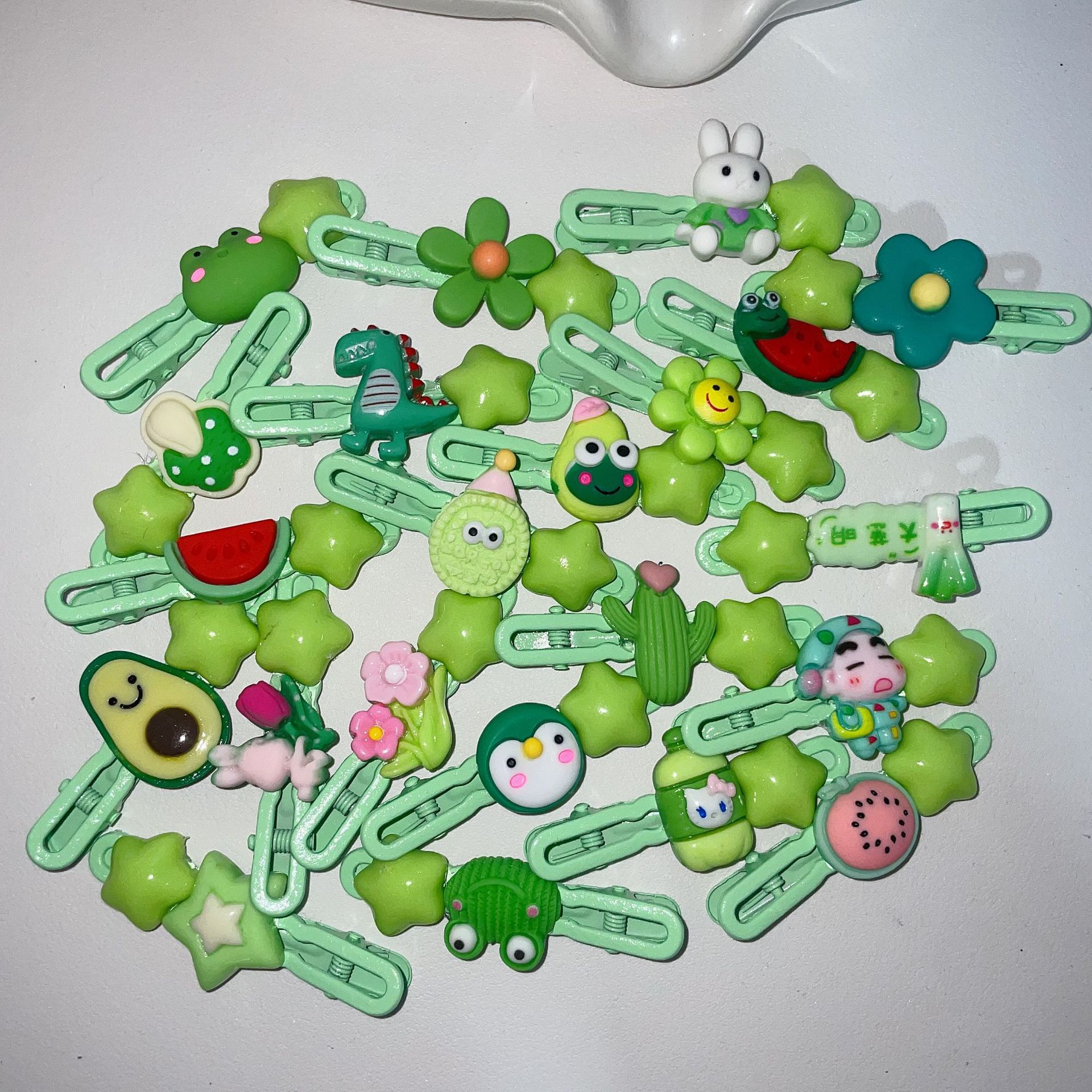 녹색 만화 혼합 스타 오리빌 클립