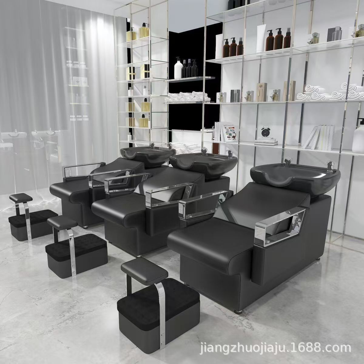 Peluquería Cama de champú Peluquería especial cama de agua semi-reclinada olla profunda de cerámica de acero inoxidable de alta gama