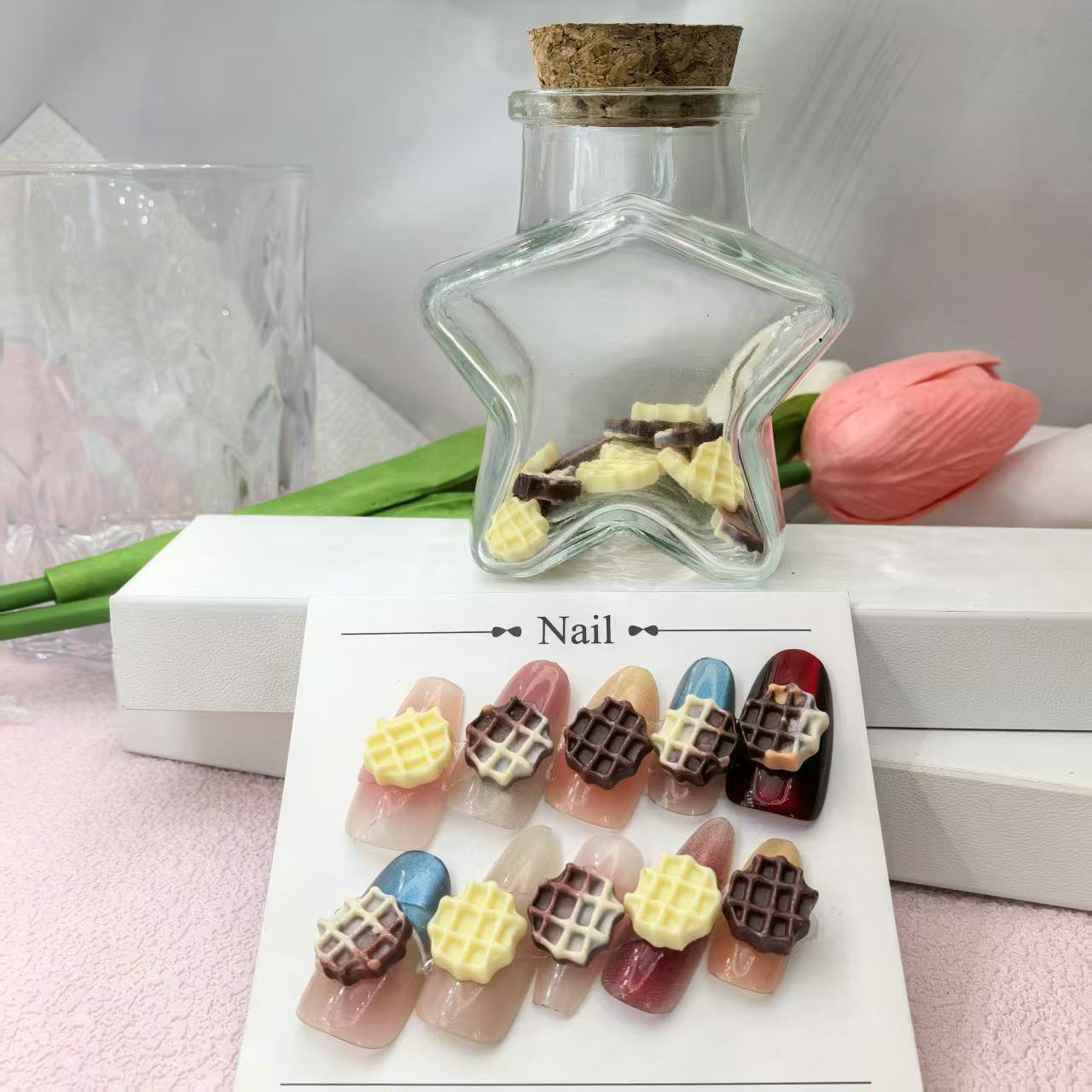 仿真曲奇网红卡通美甲饰品迷你华夫饼微缩跨境新品奶酪奶油胶材料