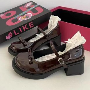 Zapatos de cabeza redonda de estilo japonés JK College con falda de otoño nuevos zapatos de cuero de tacón alto para mujeres zapatos de mujer Mary Jane image 8