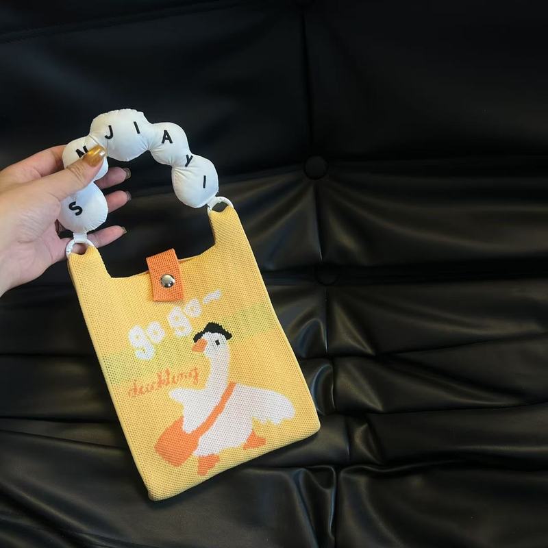 新しいかわいい韓国スタイルのスクエアバッグ漫画ニットバッグ携帯電話バッグ多用途ミニショルダークロスボディハンドバッグ女性のための|undefined