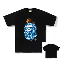 Cross-Border APE Monkey Streetwear Heavyweight Crew Neck Print Tee for Men and Women, Oversized Casual High-Quality Short Sleeve T-Shirt, Amazon Bulk Wholesale
