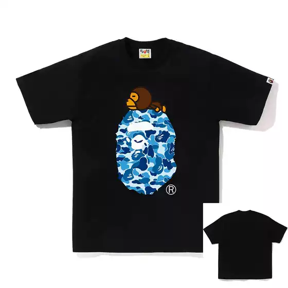 Cross-Border APE Monkey Streetwear Heavyweight Crew Neck Print Tee for Men and Women, Oversized Casual High-Quality Short Sleeve T-Shirt, Amazon Bulk Wholesale