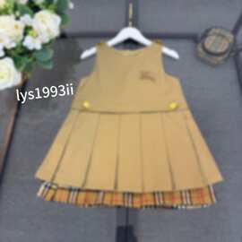 跨境26新款童装女童秋冬轻奢穿搭 【气质复古拼连衣裙】