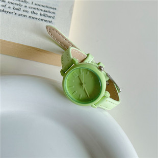 Solid Color Frosted Leather Strap Watch, Ins Style, Simple and Versatile for Girls, Elegant and Niche, Minimalist Design with High Aesthetic Appeal