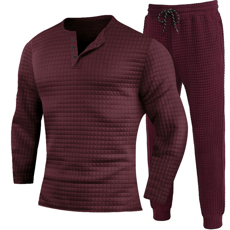 Herren Henley Shirt Und Jogger Hose Set Für Herbst Und Winter_voghion.com