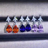Taobao Kuaishou живые серьги ювелирные изделия оптом инкрустированные супер вспышкой розовый кристалл капли воды грушевидные серьги Caibao серьги женские