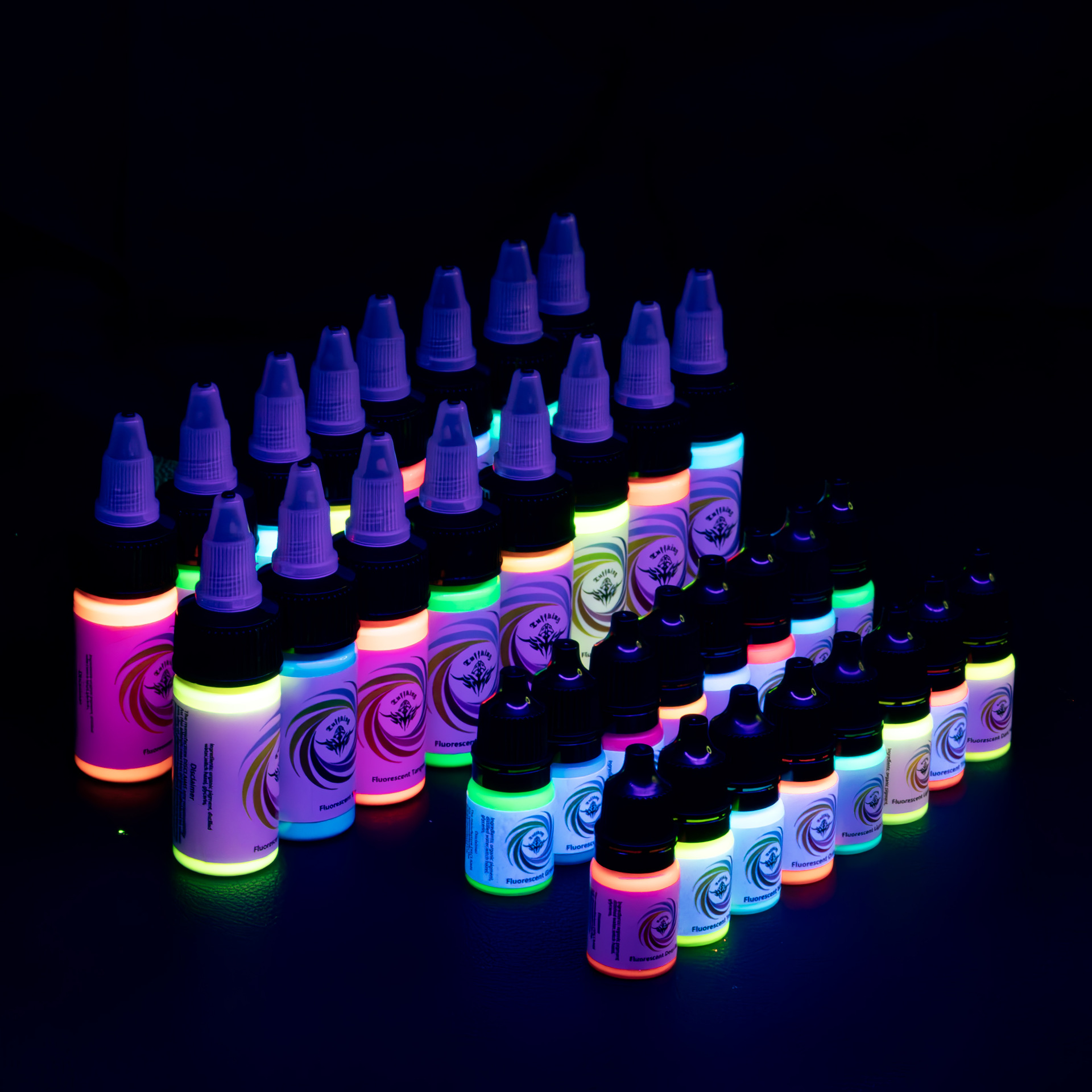 Tuffking Cross-border 16 colores 15ml color fluorescente 5ml tinta de tatuaje arco iris tinta UV tinte de tatuaje