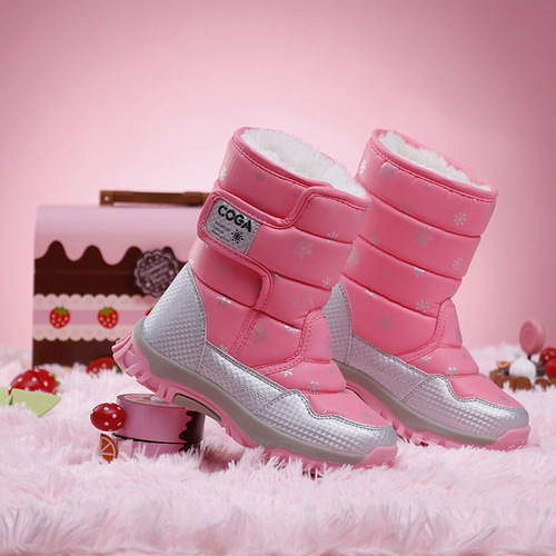 Children's Snow Boots Winter Big Kids Fleece Lined Thick Warm Tall Snow Boots for Boys and Girls Slip-Resistant Cotton Boots