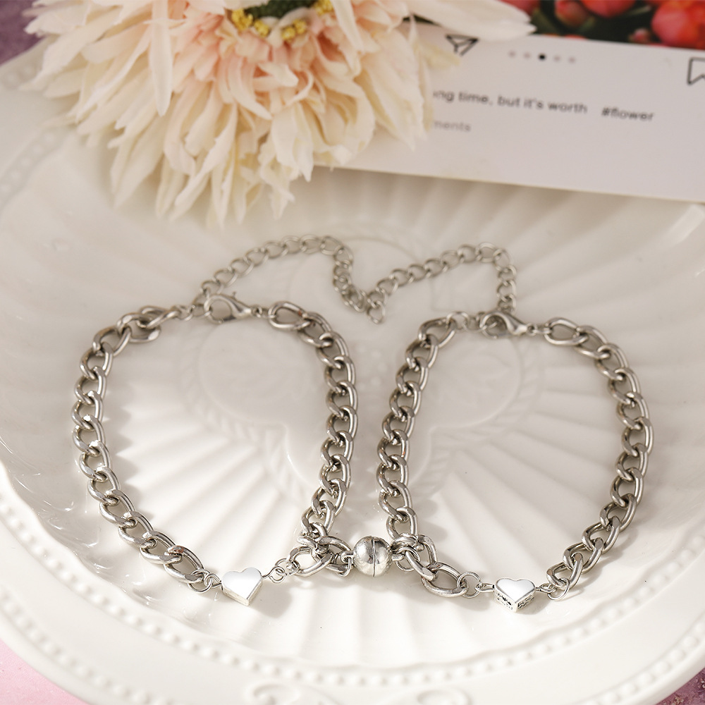 Neue paar armband legierung magnet anziehung paar armband ein paar legierung kette Liebe armband_voghion.com