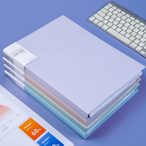 Morandi folder transparent inner pages A4 information booklet 30 pages multi-layer plastic office supplies storage book wholesale
