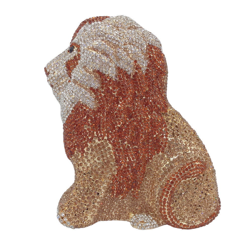 Selección estricta Crystal eveningbag forma de león transfronteriza bolsas de cena de diamante animal bolsas de mano de mujer