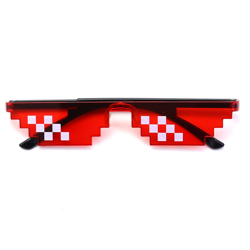 Mosaico gafas gafas de sol bidimensionales chatter personalidad gafas de sol de píxeles de fiesta reticular gafas de viento de píxeles rojos