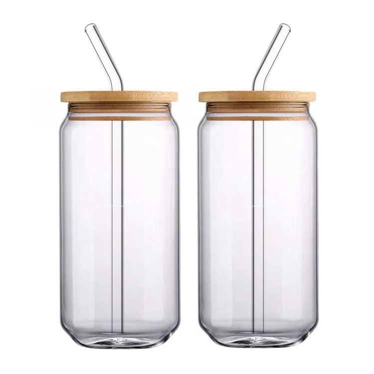 Creativo de alto valor facial latas de vidrio taza de agua transparente taza de cola de verano taza de café de té de leche casera