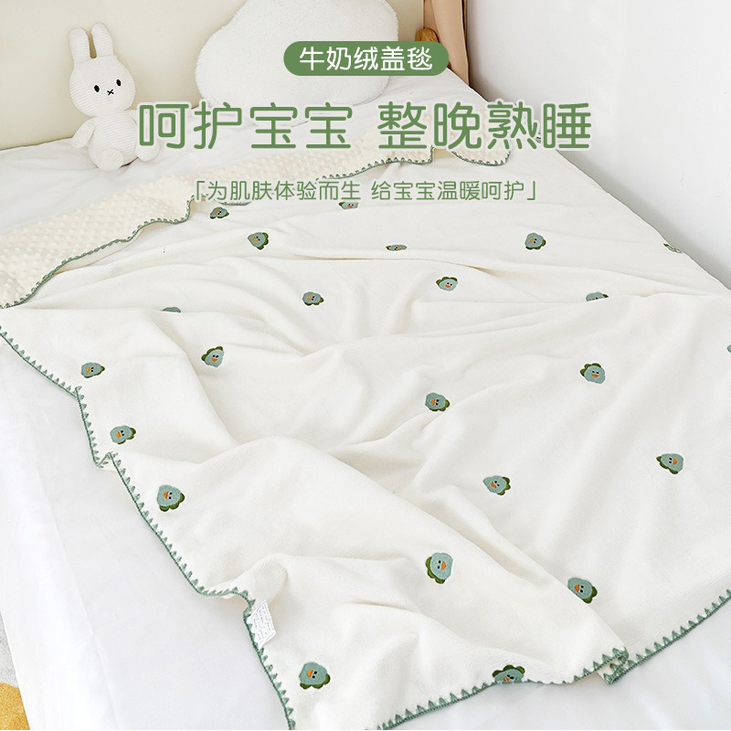 국경을 넘는 밀크벨벳 담요, 부드럽고 편안한 신생아용 담요, 만화 프린트 빈벨벳 에어컨 이불