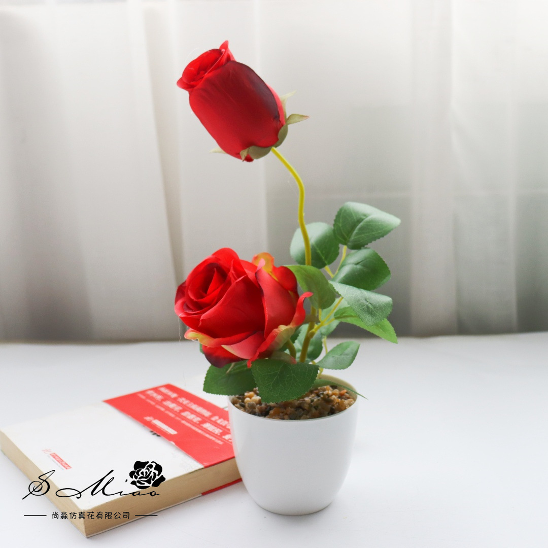 Flores falsas estilo pastoral rosa bonsai simulación flor de moda decoración creativa plantación verde artificial simulación maceta