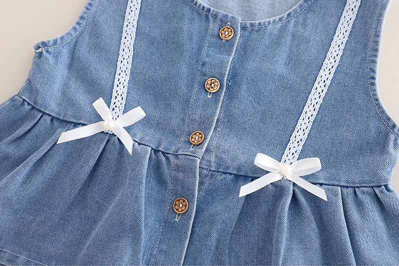 Tenue pour fille 2025, nouvelle collection printemps-automne, gilet en denim élégant en dentelle, ensemble trois pièces décontracté de style coréen pour filles_voghion.com
