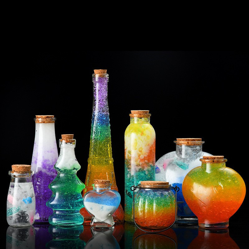 厂家批发DIY幸运星玻璃瓶木塞漂流瓶许愿瓶创意星空瓶彩虹瓶星星
