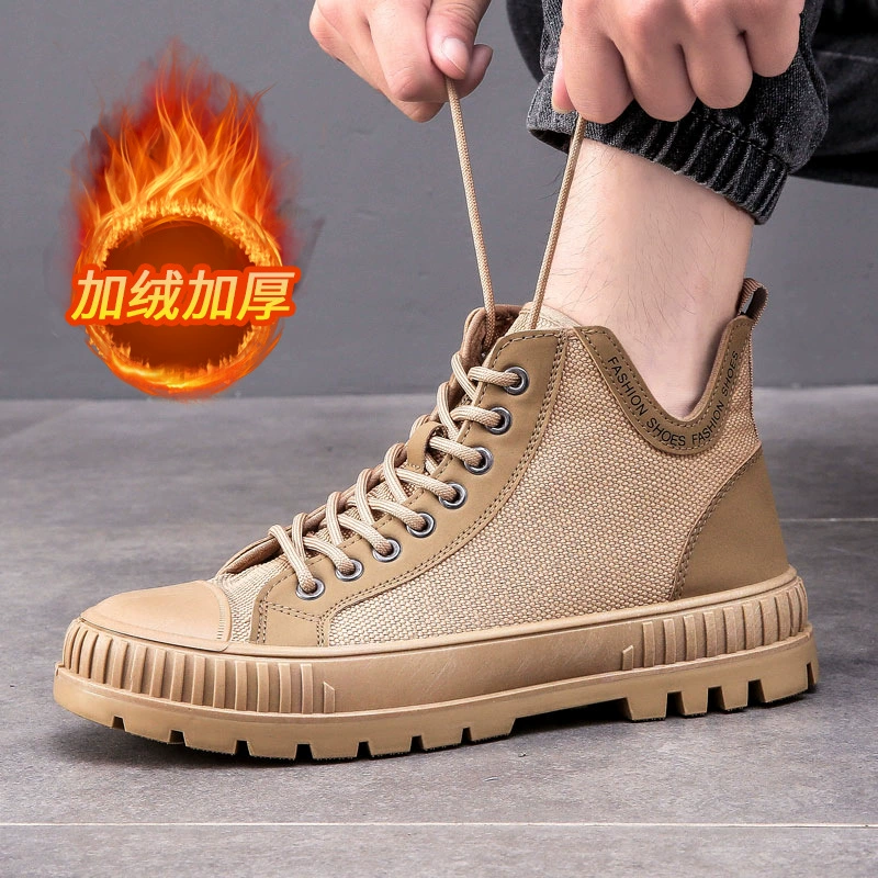 Бархатные мужские туфли с высоким берцем, устойчивые к пятнам, нескользящие, износостойкие, дышащие, легкие повседневные туфли, осенняя рабочая обувь для фермы, конструкция