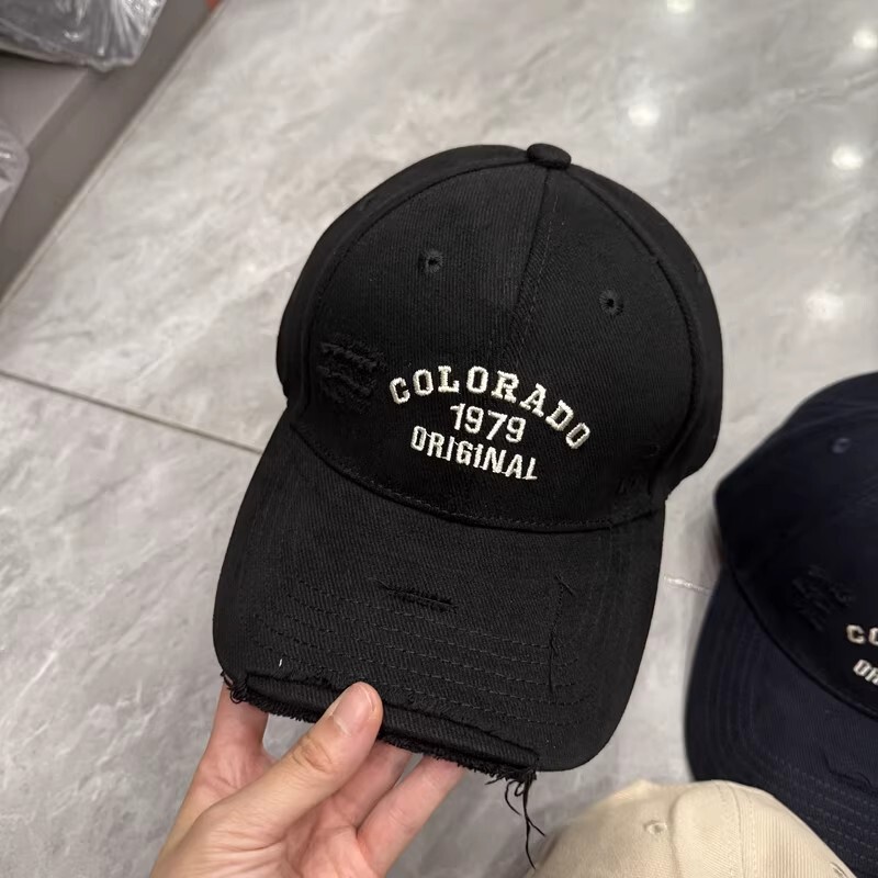 春秋百搭有型硬顶显瘦棉布棒球帽子女做旧磨破减龄字母刺绣鸭舌帽|undefined