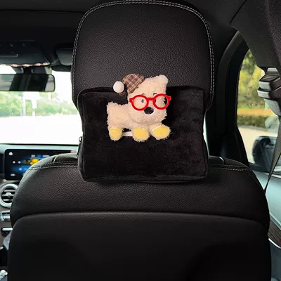 Cute car tissue box, adorable puppy design, hanging tissue holder for car seat back, car tissue cover for women (Car tissue box/set) - yellow-rain-boots-for-puppies-medium-to-large-black-fleece-lined