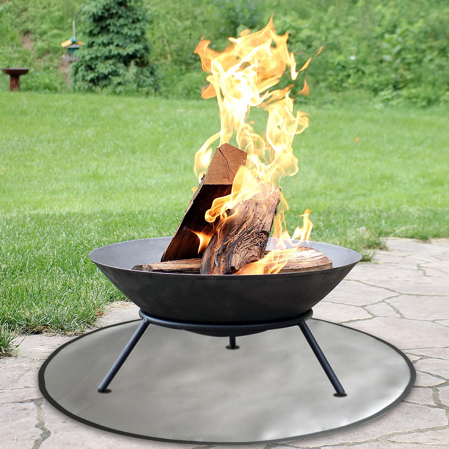 Alfombrilla redonda ignífuga para barbacoa, fogatas de camping, parrilla de fibra de vidrio y silicona, alfombrilla ignífuga para patio exterior, alfombrilla ignífuga.