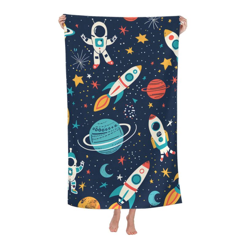 Space astronaut microfiber quick-drying beach towel soft and lightweight oversized sand-free for travel swimming pool