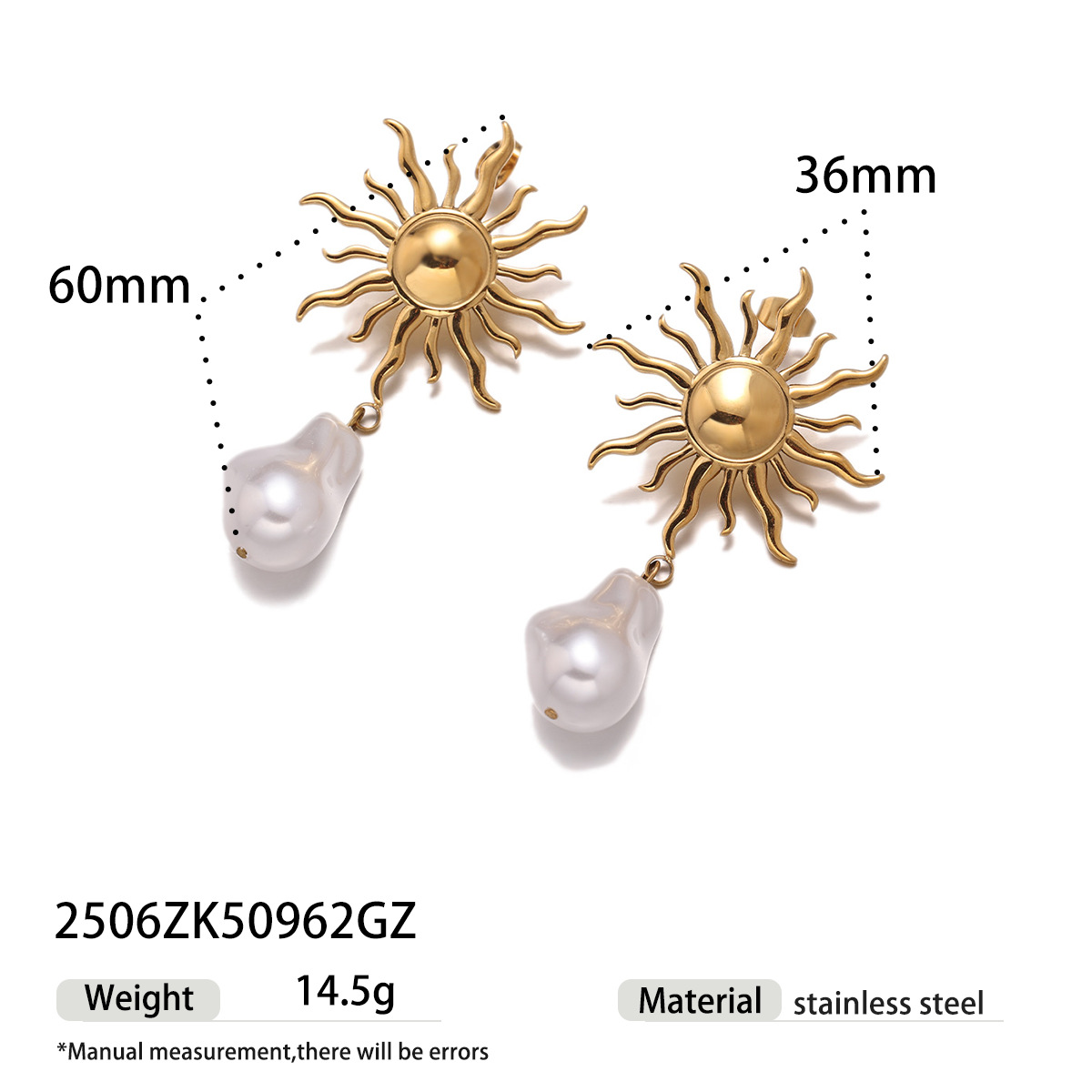 Taena Pendientes de acero inoxidable europeos y americanos de nicho de alto nivel, todo fósforo, animales del cielo, pendientes de perlas reales, joyería de estilo de vacaciones
