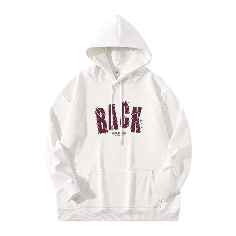 Peso pesado chaqueta encapuchada hombre encapuchado otoño y invierno letra impresa chaqueta casual chaqueta de moda adolescente hombre grueso