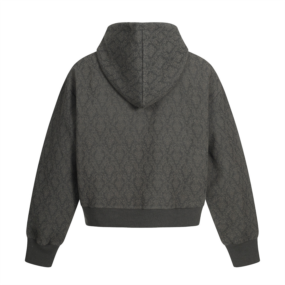 Felpa con cappuccio e cerniera, motivo a griglia di diamanti, stile americano, da uomo, primavera e autunno, versatile e alla moda_voghion.com