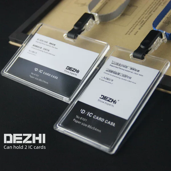 DEZHI card holder lanyard Crystal acrylic transparent badge work card employee ID card holder access control badge holder