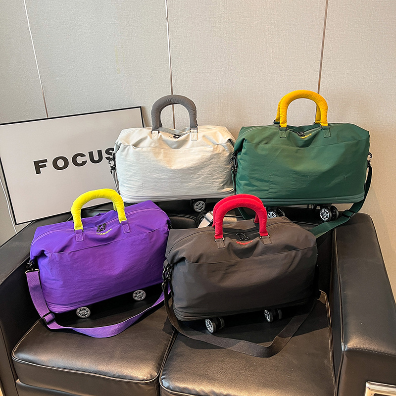 Nueva bolsa de viaje de tela de Oxford con ruedas, bolsa de viaje corto de gran capacidad, bolsa de almacenamiento para hombres, bolsa de embarque de viaje