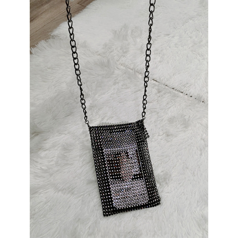 European and American fashion new water diamond phone bag for women, mini single shoulder bag, versatile, small and fresh, crystal crossbody small square bag