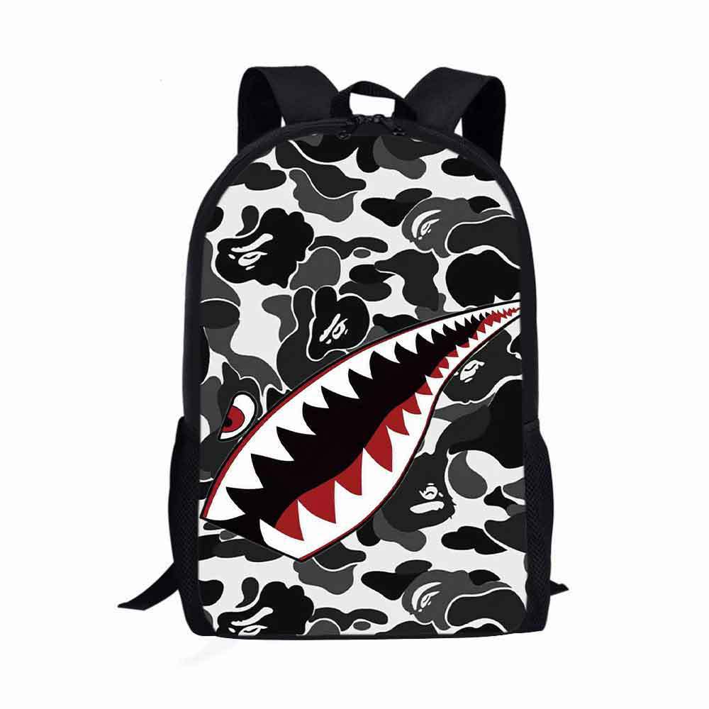 Estudiante de la escuela primaria mochila camuflaje tiburón logotipo imprimible de gran capacidad Mochila para niños mochila de dibujos animados transfronteriza entrega