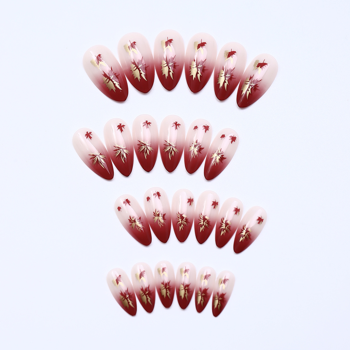 Uña de alto nivel Uña falsa de hoja de arce roja Otoño Invierno Uña falsa Uña de almendra Uña larga desmontable