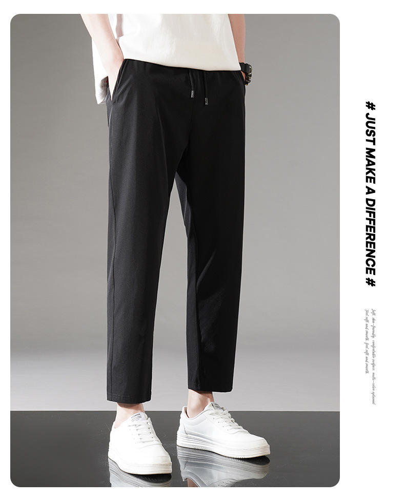 冰丝裤子男夏季新款薄款运动休闲九分裤大码宽松直筒卫裤速干男裤详情11