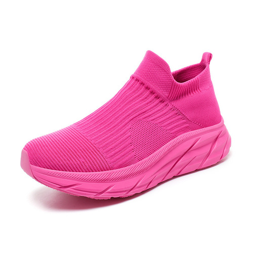 Women's Shoes Socks Shoes Cross-border Heyin Bestselling Mesh Breathable Running Shoes Thick Sole Lightweight Slip-on Sports Casual Men's Shoes