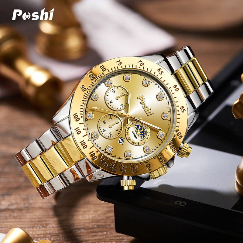 POSHI nuevo reloj de cuarzo de moda coreano estudiante masculino reloj de hombre multifuncional luminoso impermeable