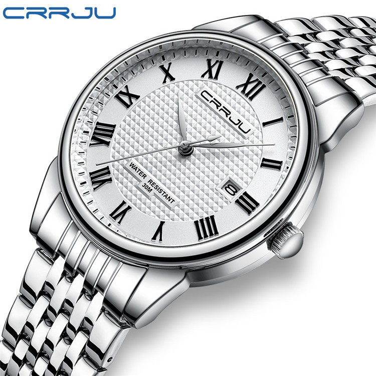 CRRJU/Kajun nuevo reloj 5010 Nueva Correa de Acero reloj de los hombres de comercio exterior de la venta caliente simple Calendario de moda image 2