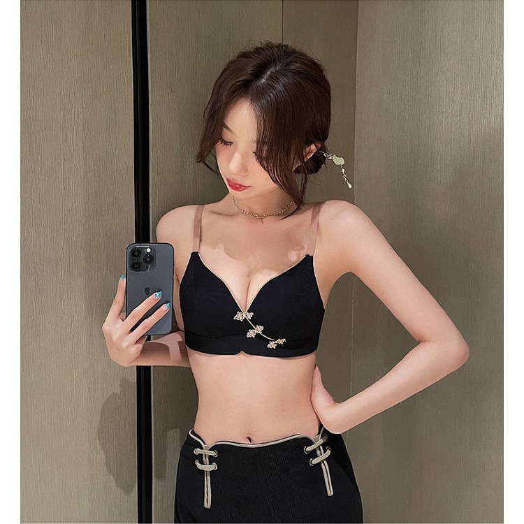 Transmisión en vivo 3301 nuevo bordado con hebilla de disco de estilo chino, belleza de estilo nacional, ropa interior de niña, sujetador de malla ligero y transpirable