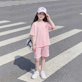 女童夏季套装2026新款大童洋气时髦儿童夏款女孩休闲运动夏装短袖